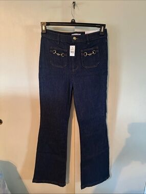 LOFT Dark Blue Women's Bootcut Jeans with Gold Accent